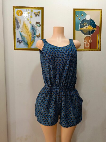Combishort dos nu bleu femme