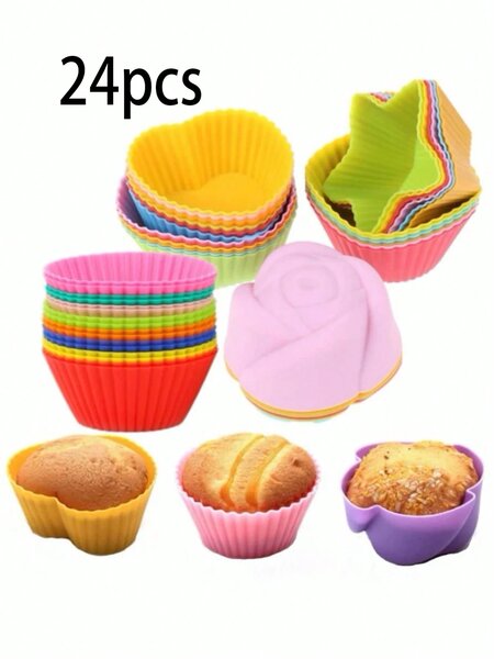 Moules à cupcakes en silicone 24pcs