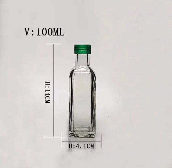 100ml Food Grade Square Glass Bottle