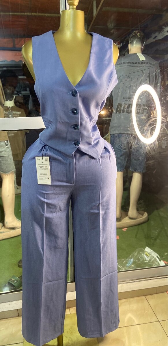 Ensemble pantalon bleu femme élégant