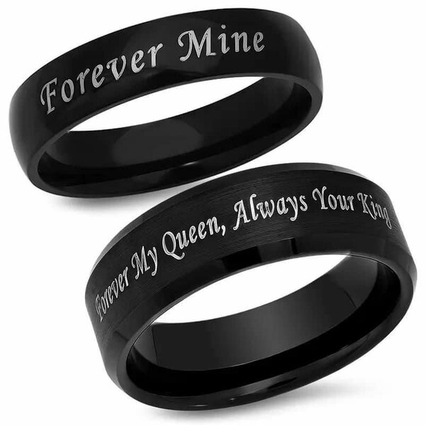 Customised black unisex ring