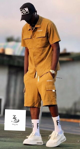 Ensemble short et chemise kaki homme