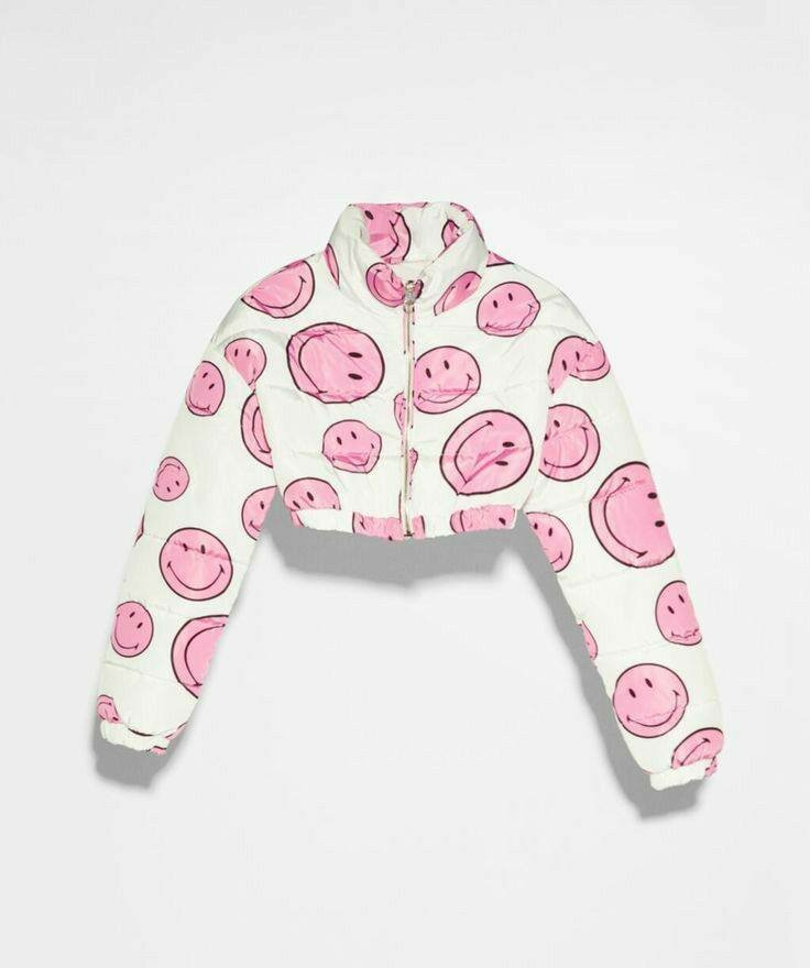 Veste courte motif smiley fille