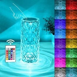 Rose Diamond Table Lamp. Acrylic LED USB Remote and Touch