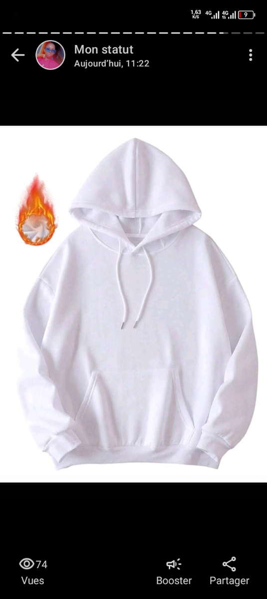 Sweat à Capuche Blanc Unisexe