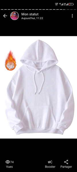 Sweat à Capuche Blanc Unisexe