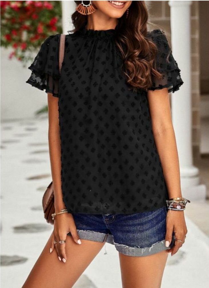Women's Blouses Short sleeved Round Neck Shirt