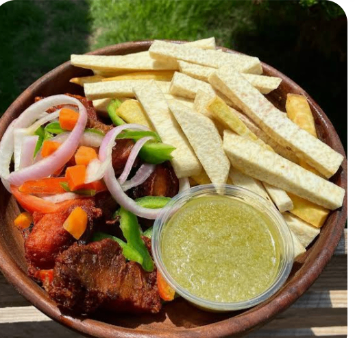 Yam Chips&friedPork/Chicken