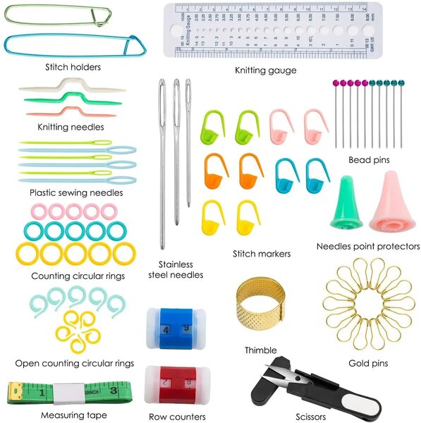100pcs Tool Set Aluminum Crochet Hooks Needles Knit Weave Cr
