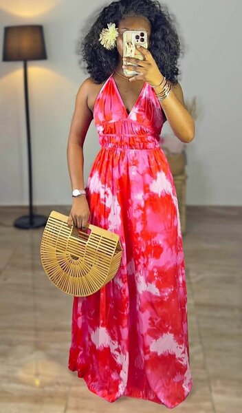 Robe longue d'été rouge vif