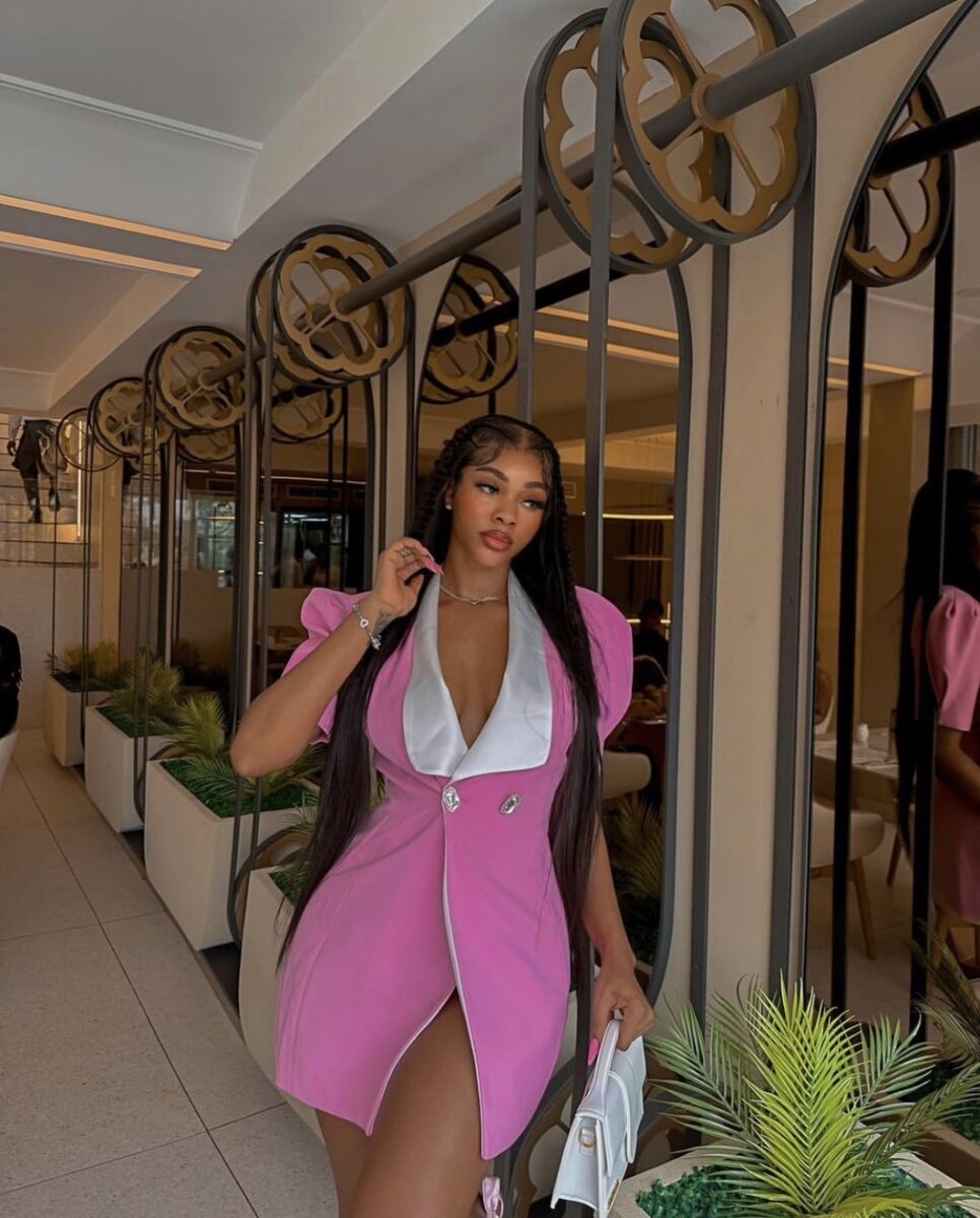 Robe blazer rose avec nœud