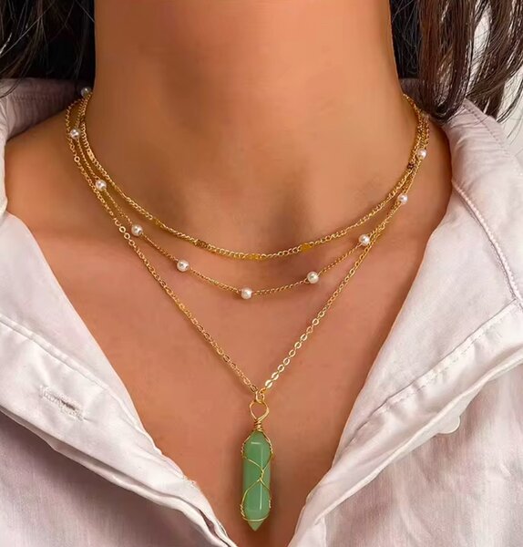 Collier triple verte