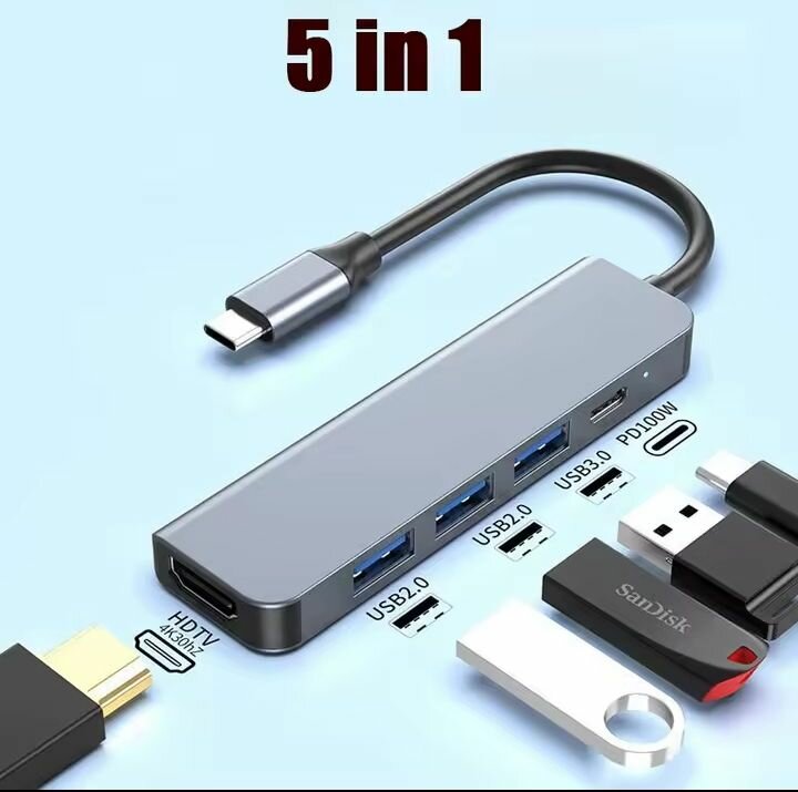 5 ports en 1 type C