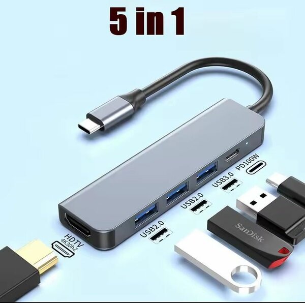 5 ports en 1 type C
