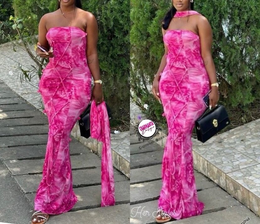 Robe Longue Rose Sans Bretelles