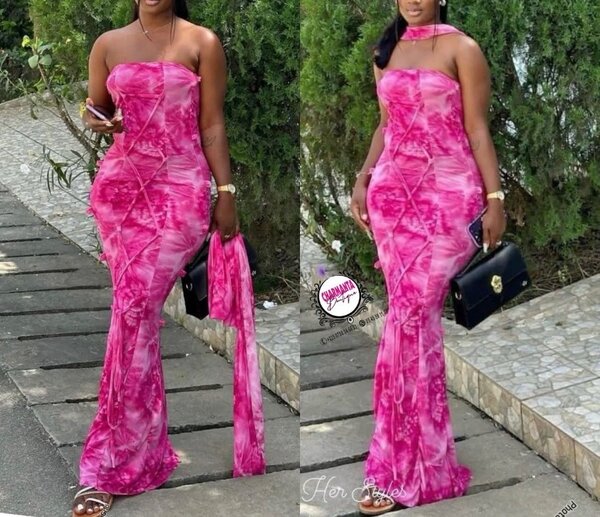 Robe Longue Rose Sans Bretelles