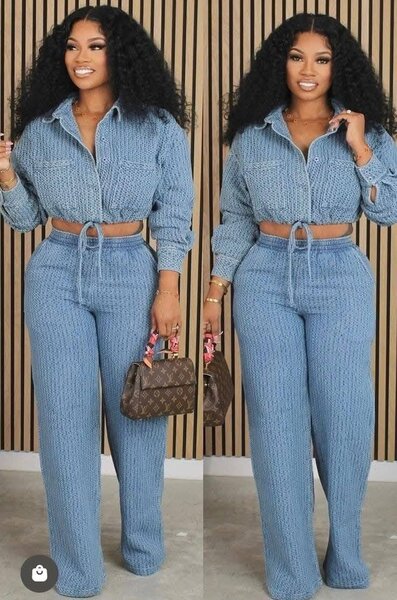 Tenue en tricot bleu chic