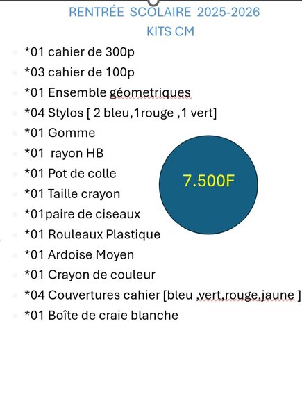 Kit Scolaire CM 2025-2026