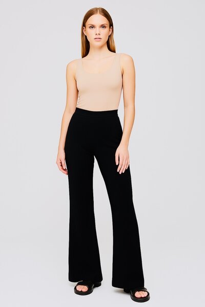 Pantalon évasé noir femme