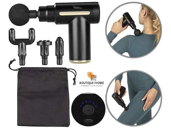 Pistolet de massage professionnel Le pistolet de massage à vibration avec 4 têtes.