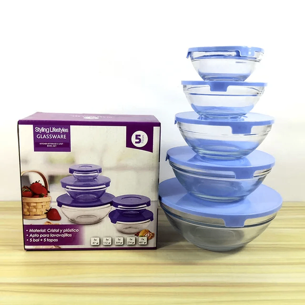 5pcs SET SALAD GLASS BOWLS