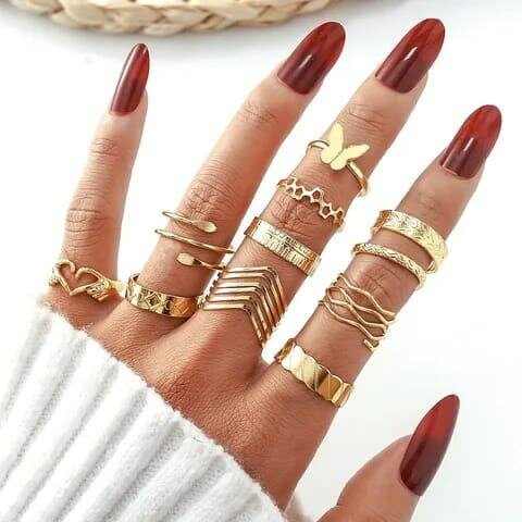 Bague Fantaisie Or Set