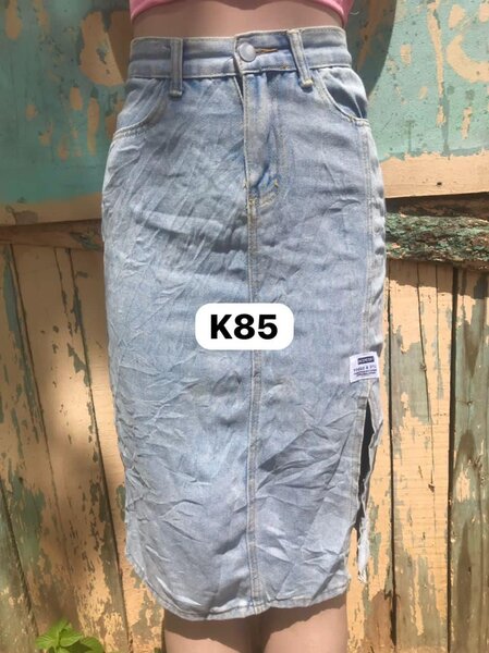 Denim midi skirt