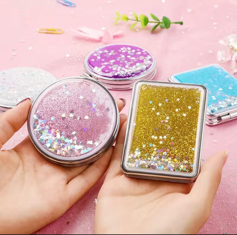 Miroir de maquillage portable double face pour fille, miroir