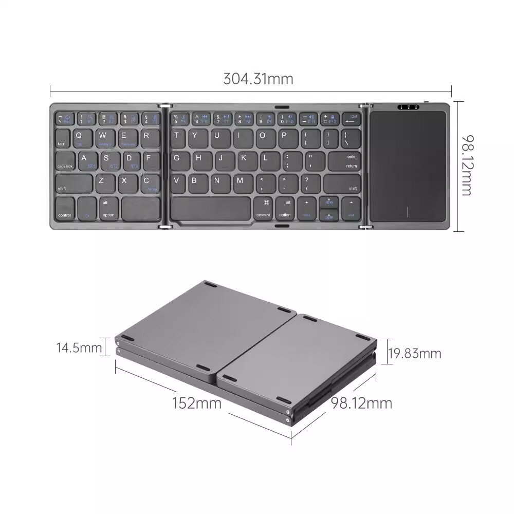 New Brand New White Mini Bluetooth Tri-fold Portable keyboar
