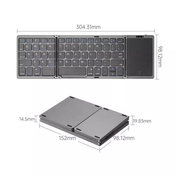 New Brand New White Mini Bluetooth Tri-fold Portable keyboar
