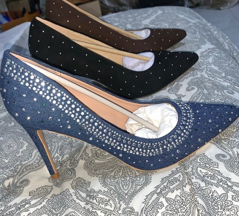 Denim and Suade Heels