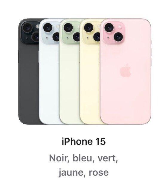 iPhone 15 - Choix de Couleurs