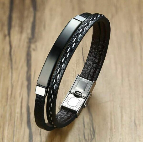 Bracelet en cuir à double rang