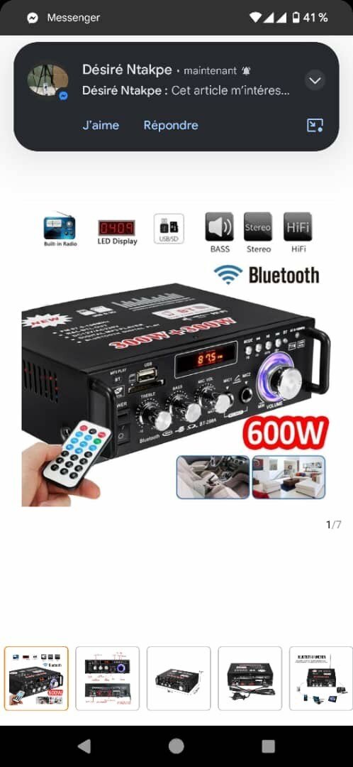 Amplificateurs domestiques 600W, Audio, bluetooth, caisson