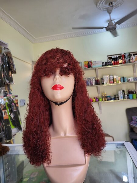 Maroon Curly Fringe Wig