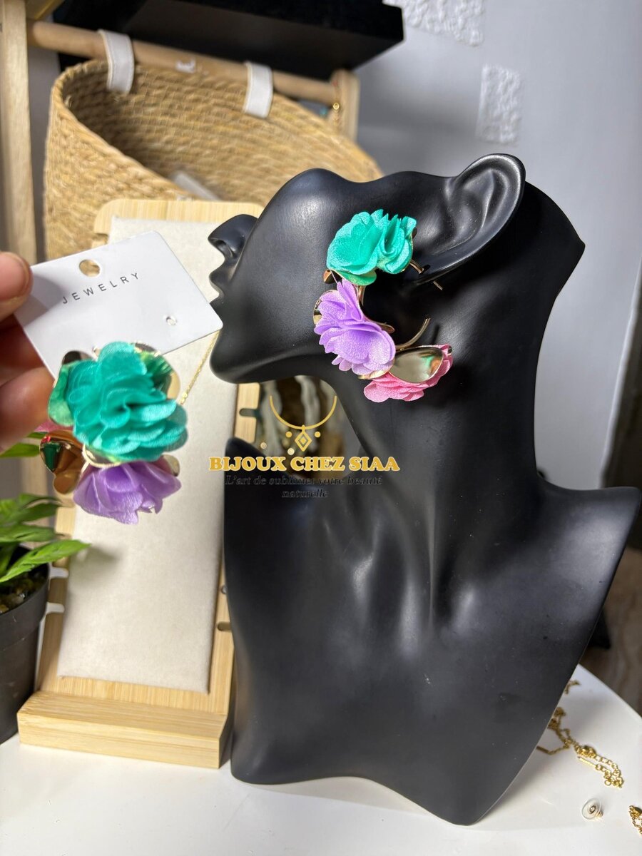 Boucles d'oreilles florales colorées