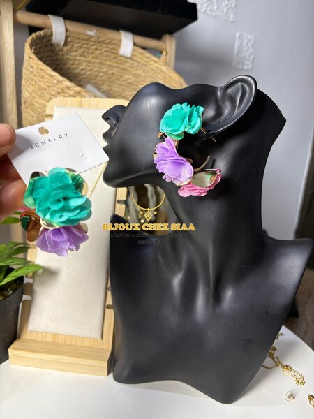 Boucles d'oreilles florales colorées