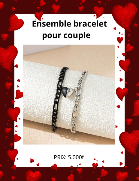 Ensemble bracelet pour couple aimanté