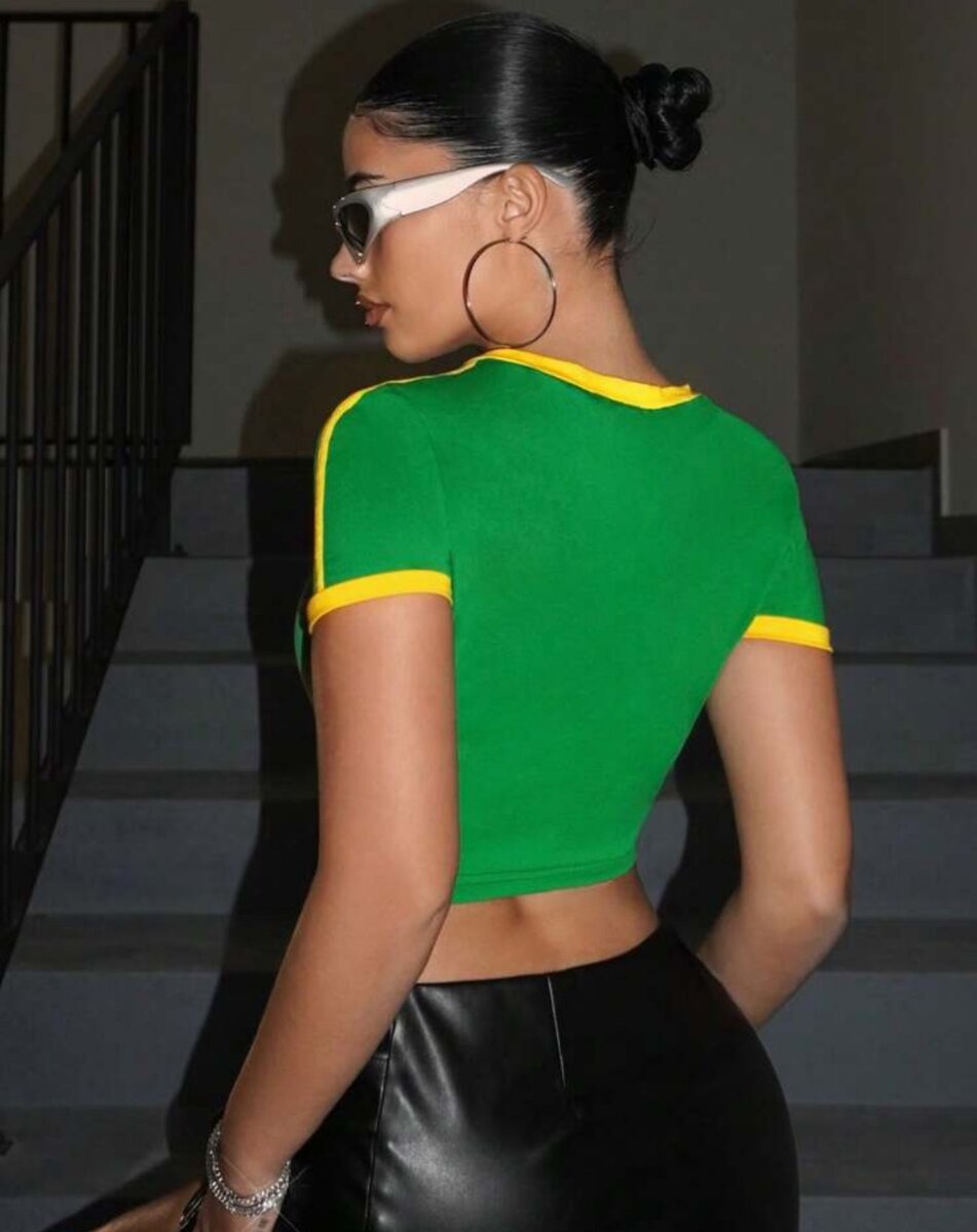 T-shirt crop Brésil femme