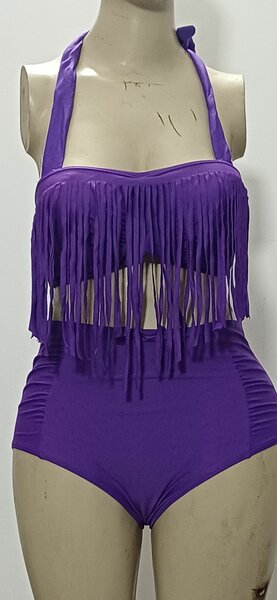 Maillot de bain violet à franges