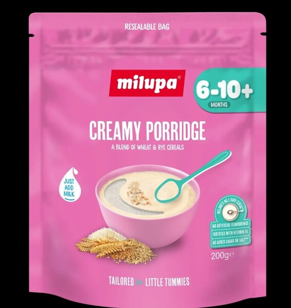 Milupa creamy porridge cereal is available as seen 😊