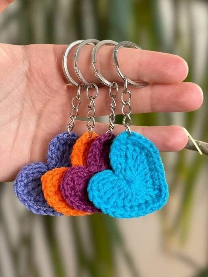 Porte-clés fleurs crochet