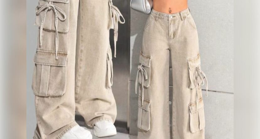 Pantalon cargo femme beige