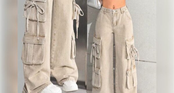 Pantalon cargo femme beige
