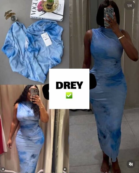 Robe Longue Bleu Tie-Dye