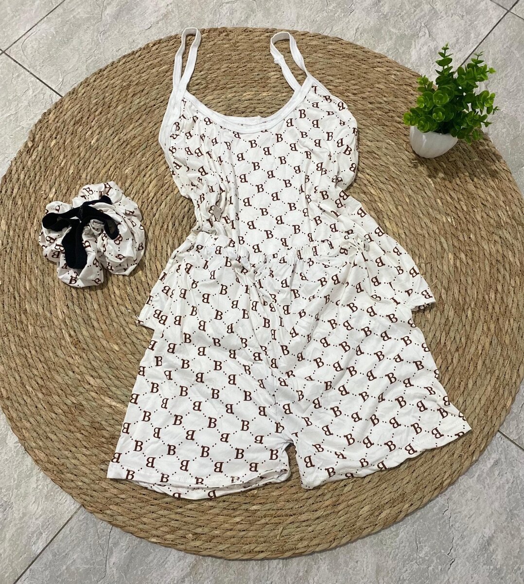 Pyjama en coton imprimé féminin