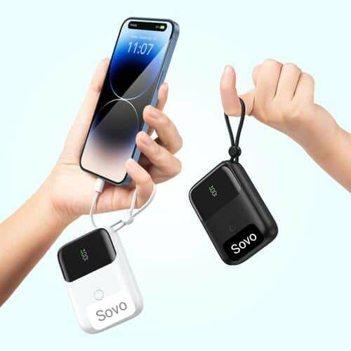 Mini Powerbank sovo 10000mAh 2 câbles type C, Iphone