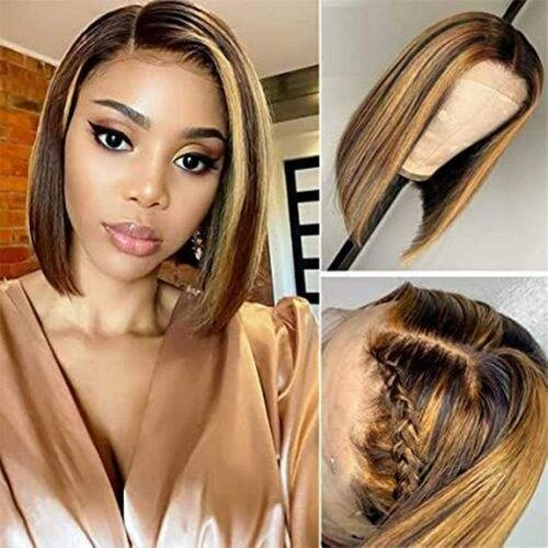 Cheveux Raides Courts Jaune Brunatre De Haute Qualité