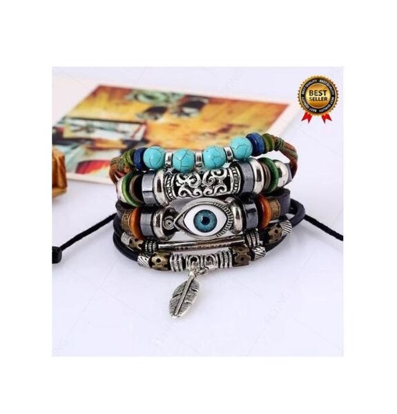 Bracelet en cuir multi-couches