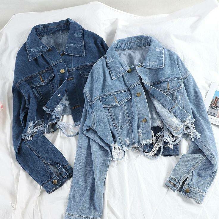 Veste en jean déchirée pour femme